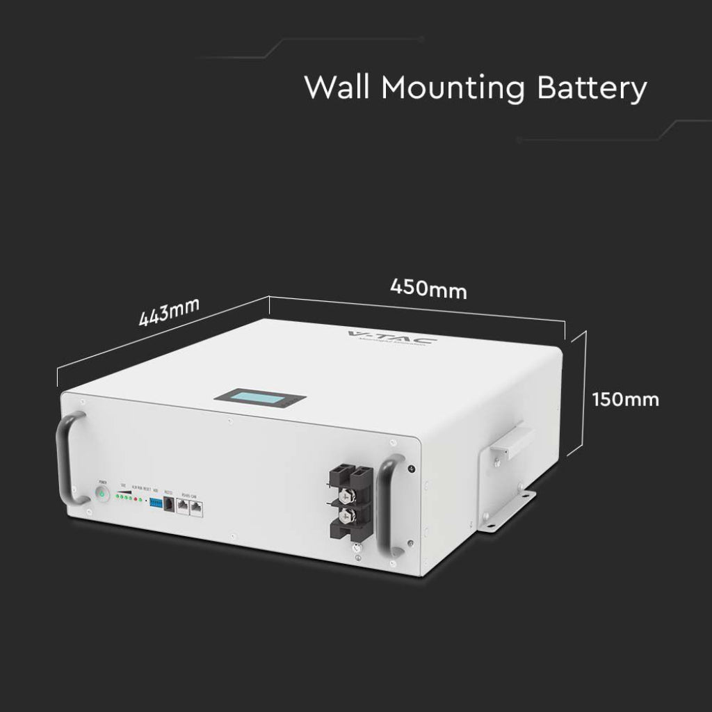 V-TAC Batteria di Accumulo 5.12kWh al Litio-Ferro-Fosfato LiFePO4 BMS Integrato per Inverter Fotovoltaici CEI 0-21 51.2V 100Ah Garanzia 10 Anni V-TAC Batteria di Accumulo 5.12kWh al Litio-Ferro-Fosfato LiFePO4 BMS Integrato per Inverter Fotovoltaici CEI 0-21 51.2V 100Ah Garanzia 10 Anni